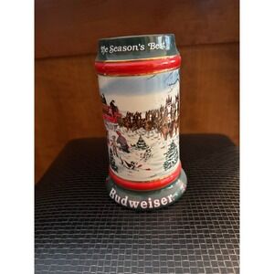 Budweiser The Seasons Best Ceramic Beer Stein 1991 Clydesdale Winter Scene